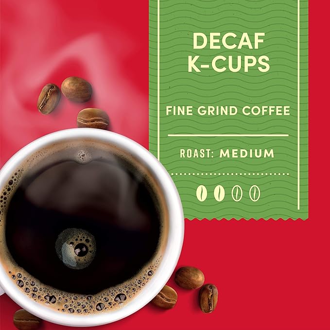 Tim Hortons Decaf Medium Roast Coffee, Single-Serve K-Cup Pods Compatible with Keurig Brewers, 96ct K-Cups, Red 24 Count (Pack of 4)