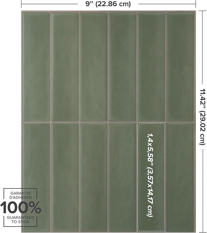 SMART TILES Peel and Stick Backsplash - 5 Sheets of 11.43" x 9" - 3D Adhesive Peel and Stick Tile Backsplash for Kitchen, Bathroom, Wall Tile