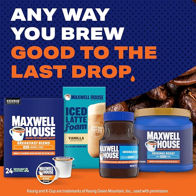 Maxwell House Breakfast Blend Light Roast K-Cup® Coffee Pods,. Box,(Pack of 48)