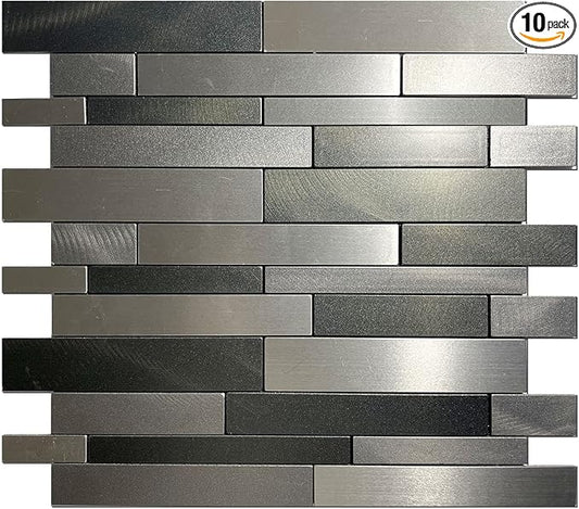 Weimeisc 10 Sheets Peel and Stick Backsplash Tile for Kitchen, Self-Adhesive Mosaic Tile, Stick on Bathroom Vanities，Fireplace Décor, Laundry Table(11.25" X 12.7") (Light Dark Gray Series)
