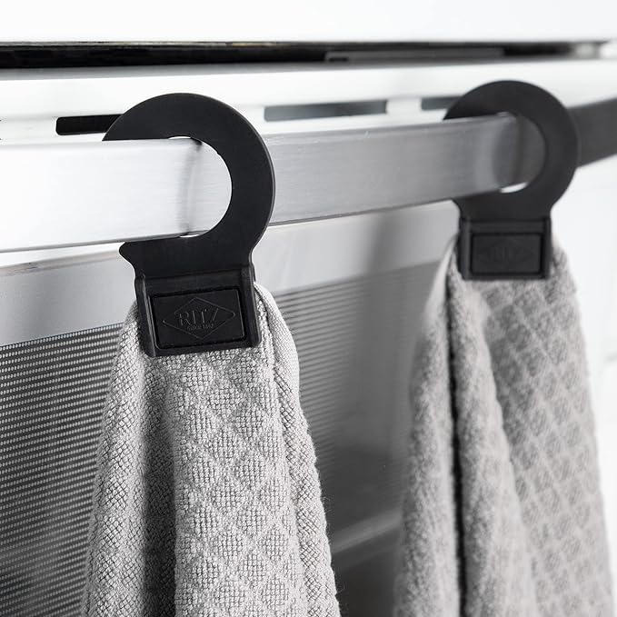 Ritz Premium Hook and Hang Towel, (2-Pack), 18" x 28", Long-Lasting Durable Rubber Hook, Highly Absorbent Super Soft Hand Cloths for Kitchen, Bathroom, Laundry Room, Titanium