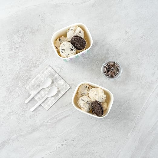 Coppetta 12 Ounce Dessert Cups, 50 Greaseproof Ice Cream Cups - Lids Sold Separately, For Hot And Cold Foods, Purple And Blue Stripe Paper Yogurt Bowls, Disposable, Sturdy - Restaurantware