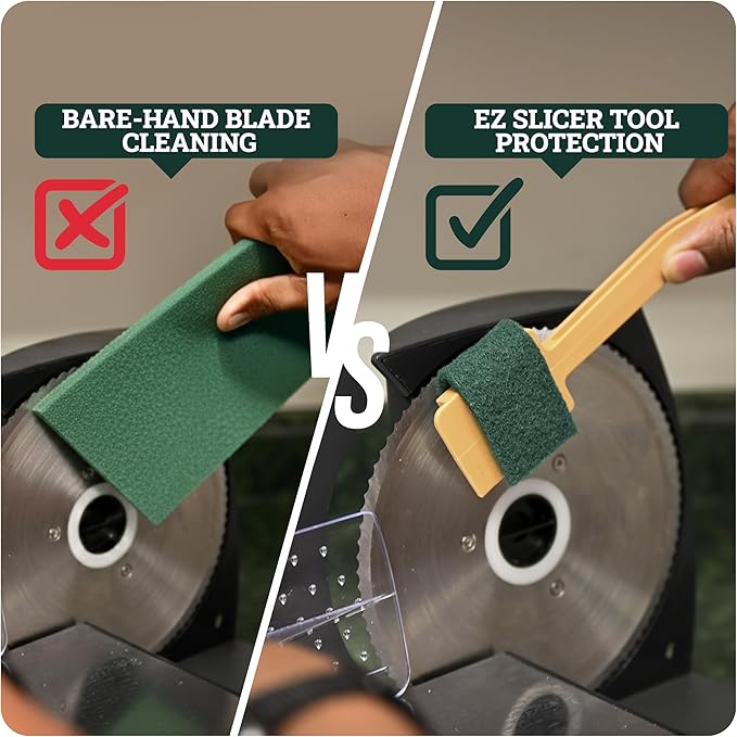 Kleen Handler EZ Scrub Slicer Cleaning Tool with 4 Replacement Pads, Heavy Duty Electric Blade & Deli Slicing Machine Cleaner,Safe Mandolin Scrubbing Kit
