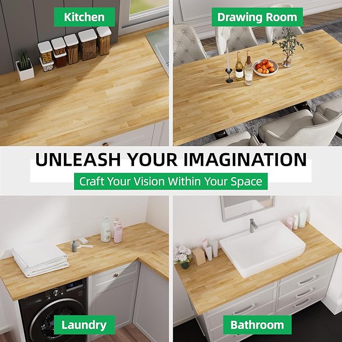 Butcher Block Countertop Wood Tabletop – 1FT Solid Unfinished Butcher Block Cutting Board 12"x7.5"x0.5" Small Hardwood Slab for Kitchen Prep, DIY Crafts, Shelves, Desk Top & Home Projects