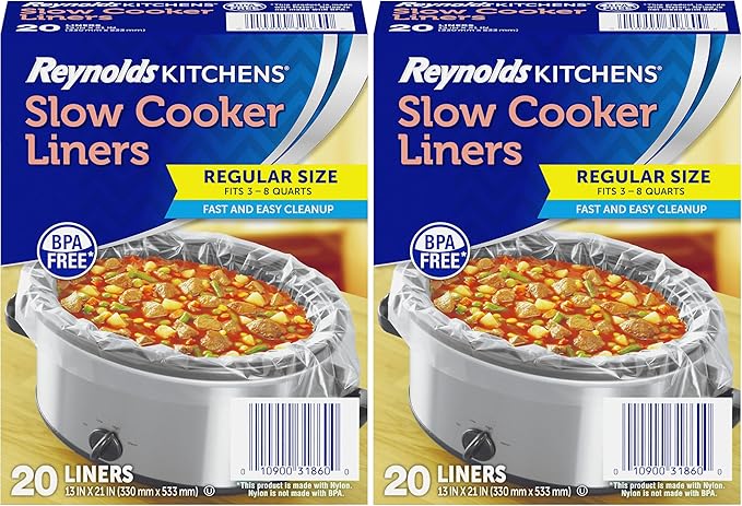 Reynolds Kitchens Slow Cooker Liners, Regular (Fits 3-8 Quarts), 20 Count (Pack of 2)