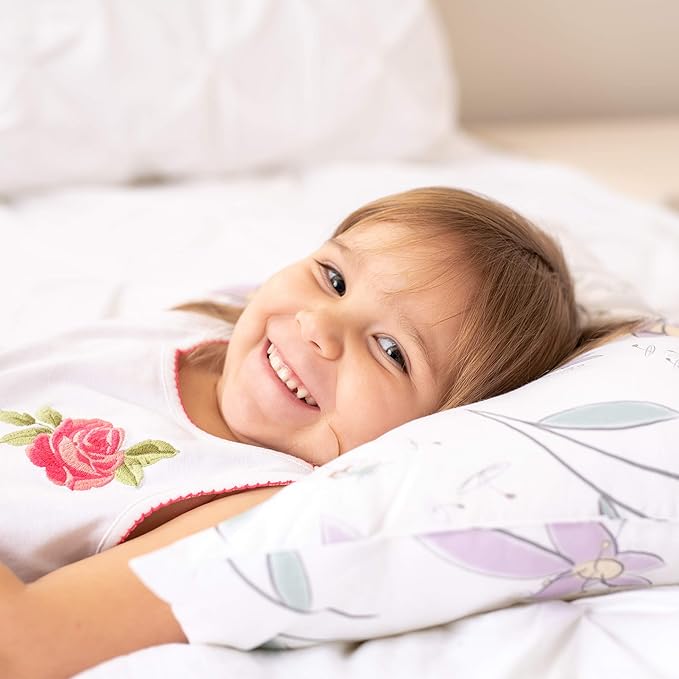 JumpOff Jo Pillow for Boys and Girls, Kids Travel Pillow, No Pillowcase Needed, 100% Cotton Cover, Hypoallergenic, Machine Washable – 14”x19”, Floral