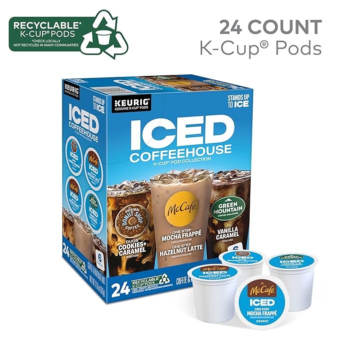 The Original Donut Shop® K-Cup Iced Duos Cookies and Caramel Coffee - Compatible with Keurig Brewer - Medium - 24 / Box