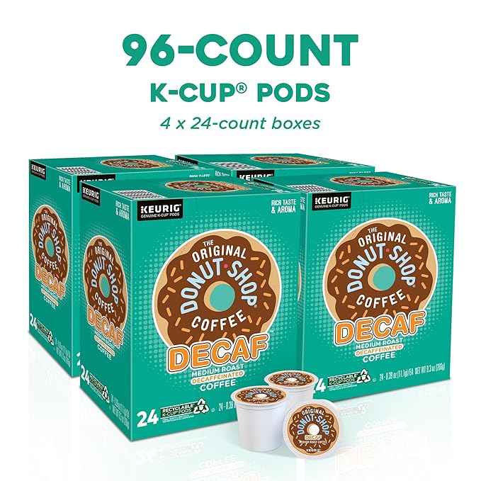 The Original Donut Shop Decaf, Single-Serve Keurig K-Cup Pods, Medium Roast Coffee Pods, 96 Count