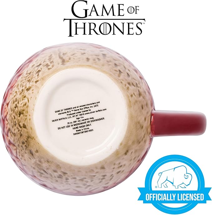 Silver Buffalo Game of Thrones Red Dragon Egg Ceramic 3D Sculpted Mug, 20 Ounces