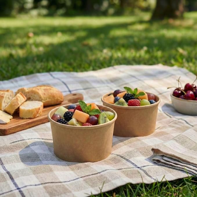 Coppetta 8-Ounce Dessert Cups, 50 Disposable Ice Cream Cups - Lids Sold Separately, Sturdy, Kraft Paper Frozen Yogurt Bowls, For Hot And Cold Foods, Perfect For Gelato Or Mousse - Restaurantware
