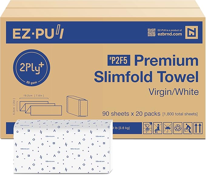 EZbrnd Premium Soft 2ply+ SLIMFOLD Paper Towels, 90 sheets x 20 pk, P2F5 (04442)