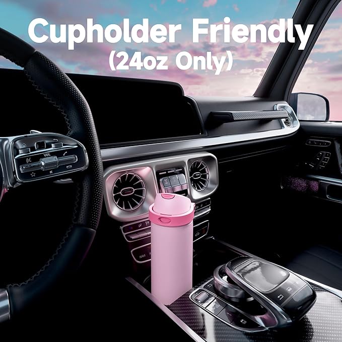 24 oz Insulated Water Bottle with Straw: Meoky Stainless Steel Metal Water Bottle with 2-in-1 Lid - Leak Proof, Cold for 24 Hours, Fits in Car Cup Holder, BPA-Free for Gym Travel Sports, Periwinkle
