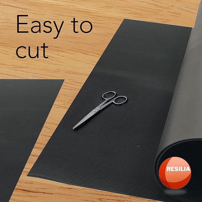 RESILIA Black V-Groove Utility Runner - Waterproof Vinyl Floor/Surface Protector, Heavy Duty Mats, Indoor Hardwood, Hard Floors, Garage, Hallway, Entryway, Kitchen, & Outdoor, 36” x 25’, Made in USA