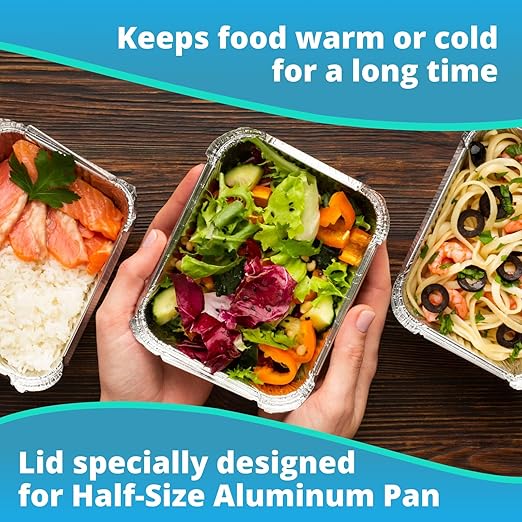 IDL Packaging Aluminum Foil Lids for Half-Size Steam Table Pans - 13" x 11" (pack of 25) - Disposable Cover for Grill Pans - Oven & Freezer Safe - Durable Top for Foil Pan