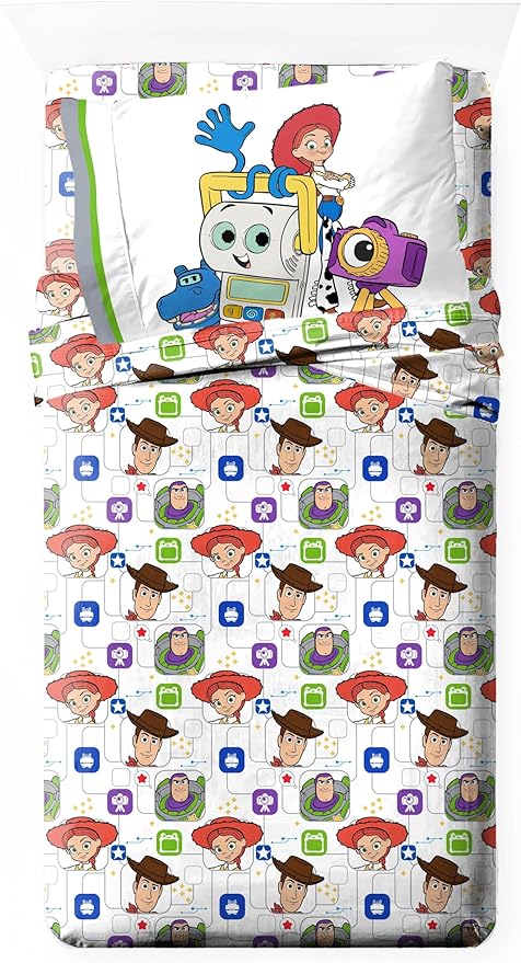 Jay Franco Kids Sheet Set with Fitted, Flat Sheets & Pillow Cover - Ultra-Soft Bedding with Pillowcase for Room Decor, Multi - Toy Story, 3 Piece Twin