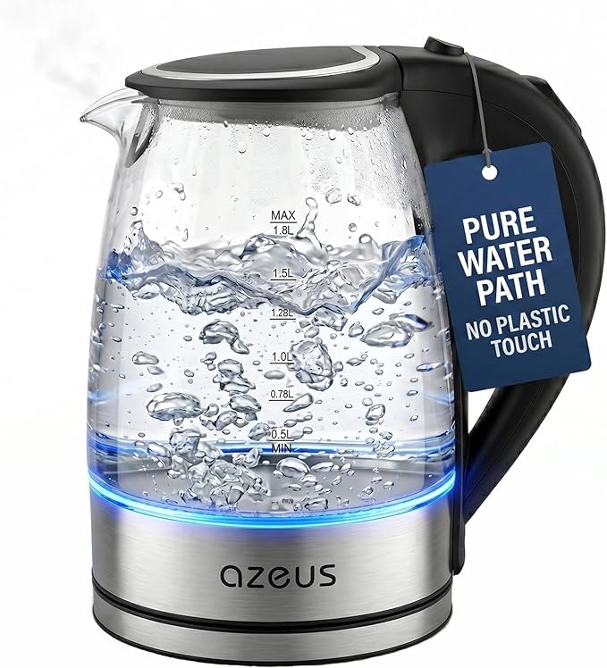 Azeus 1.8L Electric Kettle CX-817 - Fast Boil, Auto Shut-Off, Boil-Dry Protection, 360° Swivel Base - Stainless Steel Water Boiler for Tea, Coffee, and Hot Water
