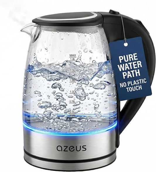 Azeus 1.8L Electric Kettle CX-817 - Fast Boil, Auto Shut-Off, Boil-Dry Protection, 360° Swivel Base - Stainless Steel Water Boiler for Tea, Coffee, and Hot Water