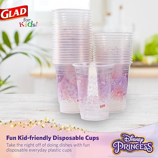 Disney Princess Kids Cups & Plates Bundle - 16oz Clear Plastic Cups 36 Ct & 8.5" Paper Plates 40 Ct