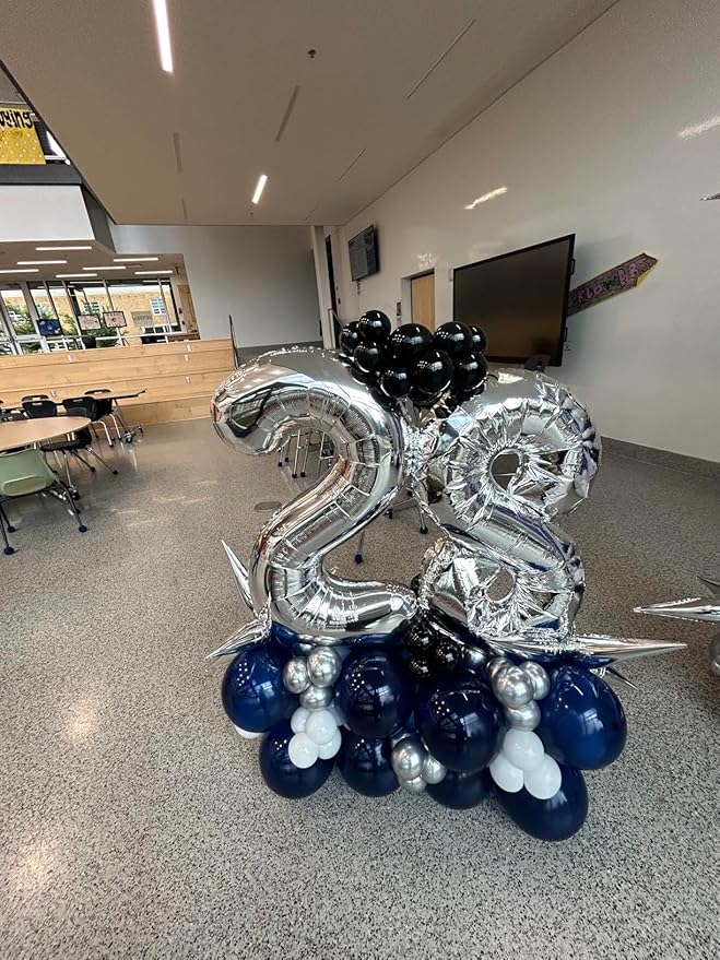 Numbers Balloon, 40 Inch 7 Balloons for Birthday Party, Silver Number Balloons 7 for 7, 17, 27 Game Competition Wedding Anniversaries Party, Christmas and New Years Eve Party