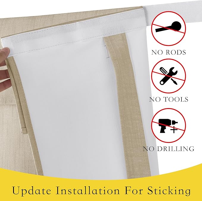 NICETOWN Linen Blackout Door Curtains for Kitchen Office, Privacy Thermal Insulated French Door Curtains, 26 X 72 Inches Tie Up Shade for Glass Patio Windows, 1 Panel, Taupe
