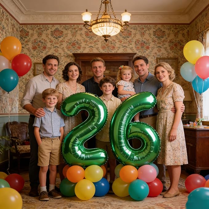 25 Balloon Numbers, 40 Inch Happy 25th Birthday Decorations for Women, Dark Green Foil Large Ballon for 2 5 25 52 Birthday Party Wedding Anniversary Supplies