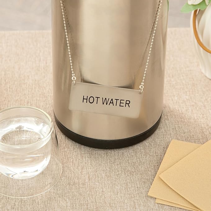 Restaurantware 26 Inches Chafer Urn Chain and 3.5 x 1.6 Inch "Hot Water" Label - 12 Count - Met Lux Stainless Steel Chafing Dish Accessory, Durable, Easy to Use - Label for Catering, Buffet