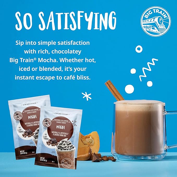 Big Train Mocha Blended Iced Coffee Beverage Mix, 2.9 oz Packets (Pack of 12)
