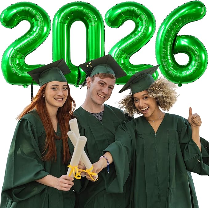 Giant Green 2026 Balloons, 40" Large Number 2026 Balloons Helium Mylar Foil Balloons for 2026 New Year Graduation Party Decoration