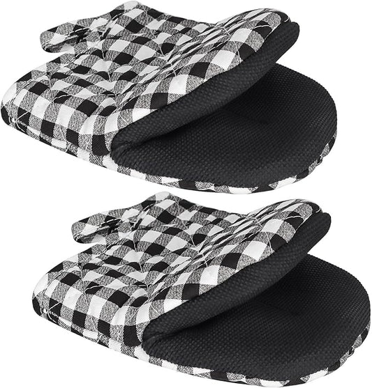 1 Pair Short Oven Mitts - Silicone Kitchen Oven Gloves High Heat Resistant 500℉, Mini Oven Mits with Non-Slip Grip Surfaces and Hanging Loop for BBQ, Baking, Cooking and Grilling