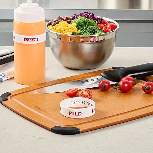 Restaurantware Silicone Squeeze Bottle Band 10 Count 2.75 Inch Dishwasher Safe Condiment Identification Band, Mild White Non-Slip Label Band for Condiment Labeling at Restaurants, Food Trucks