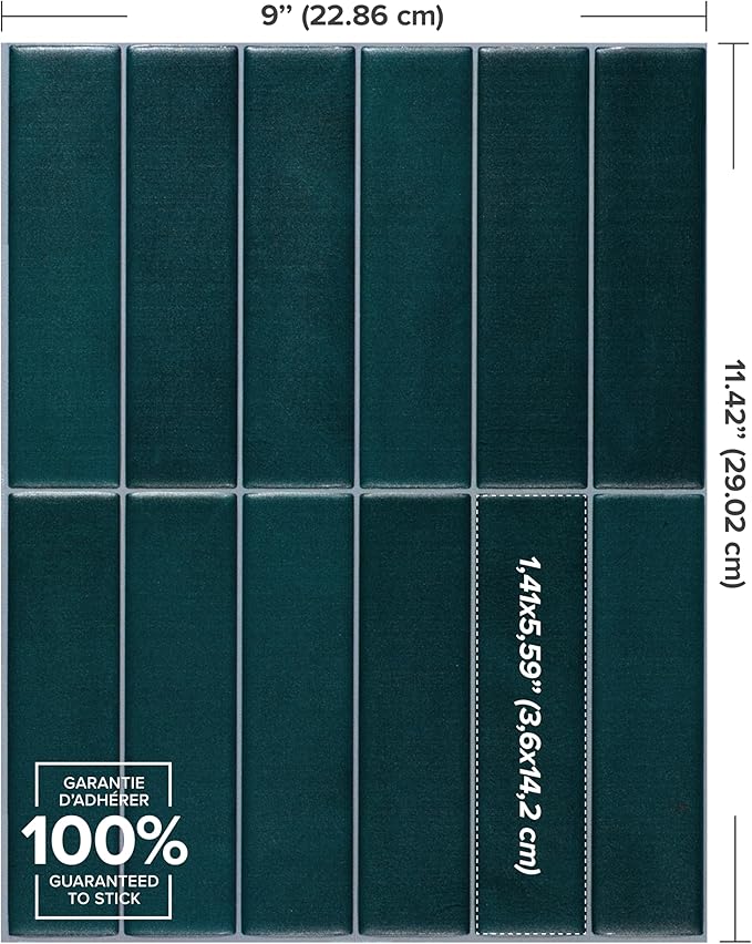 SMART TILES Peel and Stick Backsplash - 5 Sheets of 11.43" x 9" - 3D Adhesive Peel and Stick Tile Backsplash for Kitchen, Bathroom, Wall Tile