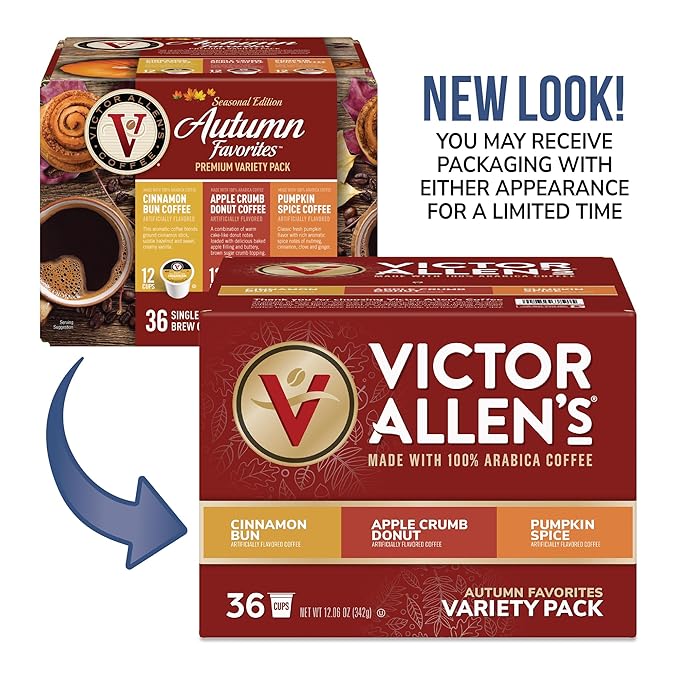 Victor Allen's Coffee Autumn Favorites Variety Pack, Medium Roast, 36 Count, Single Serve Coffee Pods for Keurig K-Cup Brewers (Pack of 2)