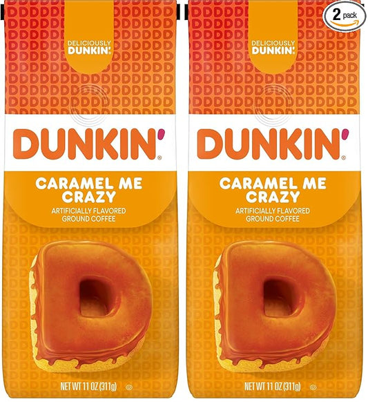 Dunkin' Caramel Me Crazy Ground Coffee, 11 Ounces (Pack of 2)