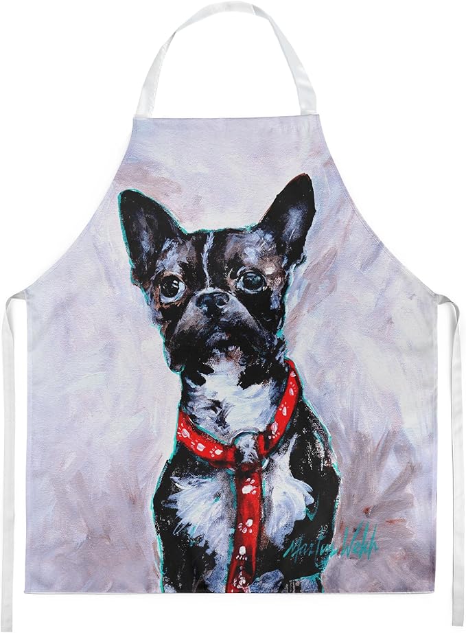 Caroline's Treasures Boston Terrier Ziggy Apron Cooking Kitchen Server Baking Crafts Gardening for Adult Women Men, Unisex, Large, Multicolor