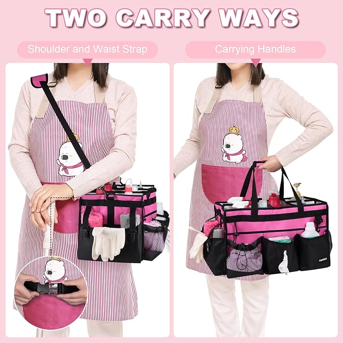 Extra-Large Wearable Cleaning Caddy With Detachable Divider,Cleaning Caddy For Cleaning Supplies Large Cleaning Supply Caddy With Adjustable Shoulder Strap & Waist Belt For Cleaners