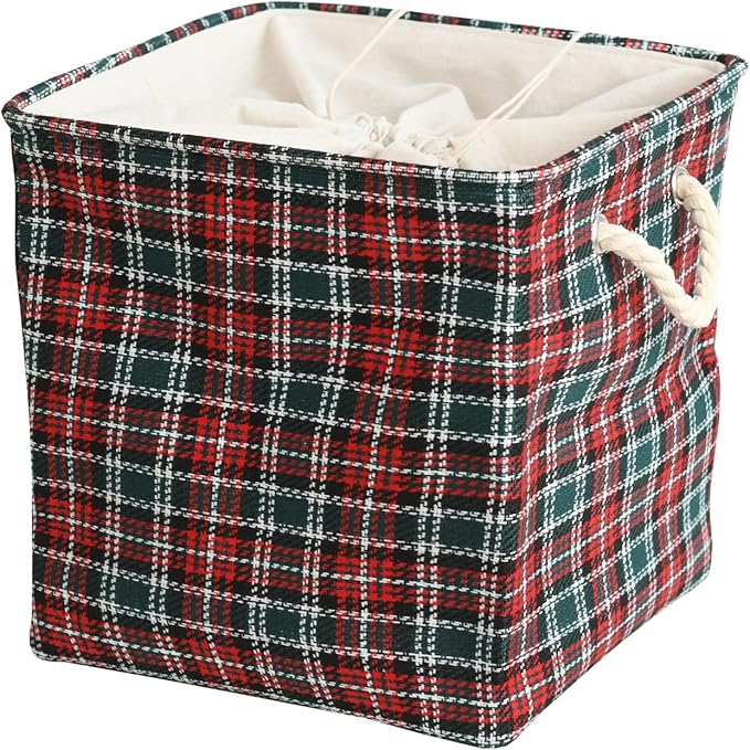 INough Red Large Christmas Basket Collapsible Gift Baskets Empty Gift Bag for Christmas Toy Bin for Kids, Baby Basket for Clothes, Toy Storage Box for Baby/Kids/Nursery Room