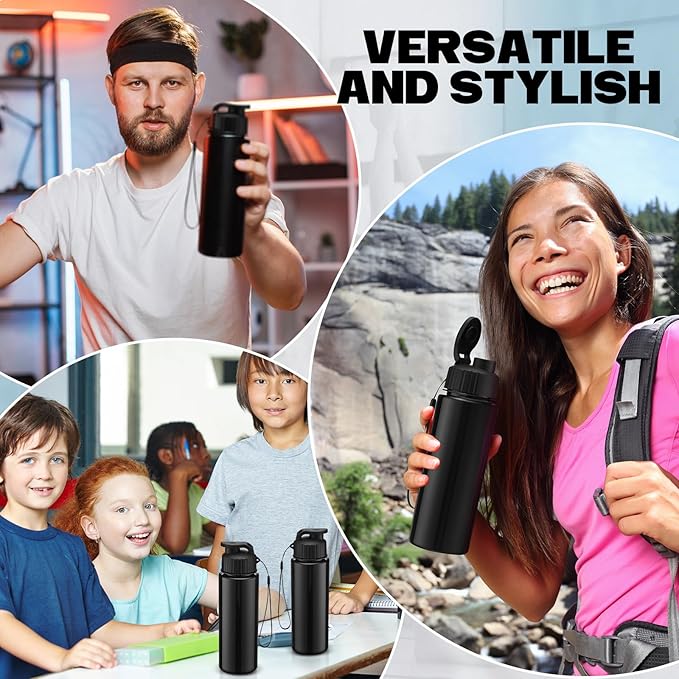 Mifoci 20 Pieces Water Bottle Bulk 17 oz Plastic Water Bottles Bulk Gym Sports Adults Reusable Large Bottles with Leak Proof Flip Top for Party Outdoor (Solid Black)