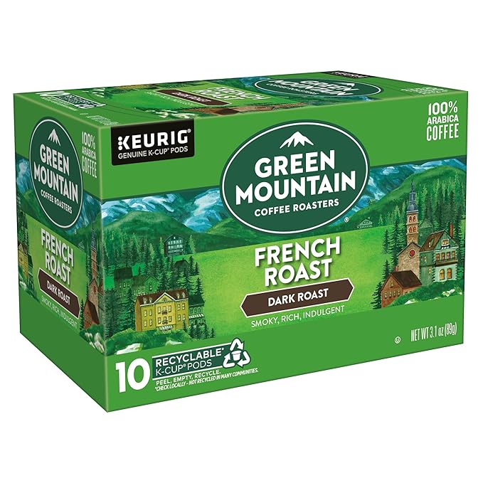 Green Mountain Coffee Roasters French Roast Keurig K-Cup Pods, Dark Roast Coffee, 60 Count (6 Packs of 10)