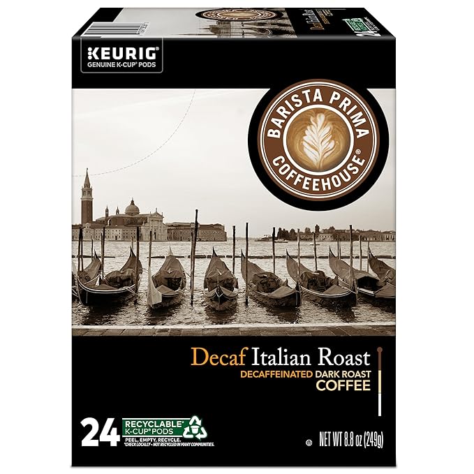 Barista Prima Coffeehouse, Italian Roast Decaf Keurig Single Serve K-Cup Pods, 96 count