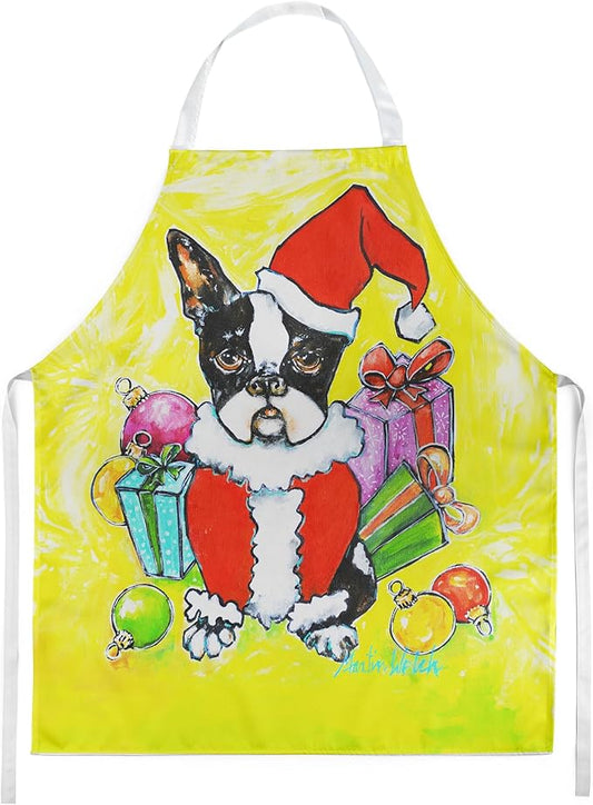 Caroline's Treasures Boston Terrier Stinker That Stole Christmas Apron Cooking Kitchen Server Baking Crafts Gardening for Adult Women Men, Unisex, Large, Multicolor