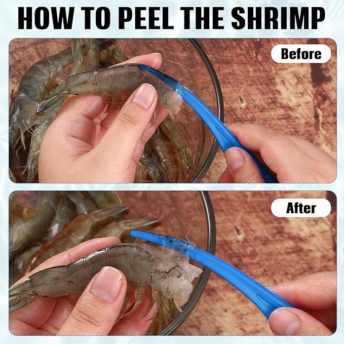 Gisafai 6 Pcs Shrimp Peeler Plastic Deveiner Cleaner Tool for Kitchen Shrimp Deveining Peel Tool, 10.2 Inch(Blue)