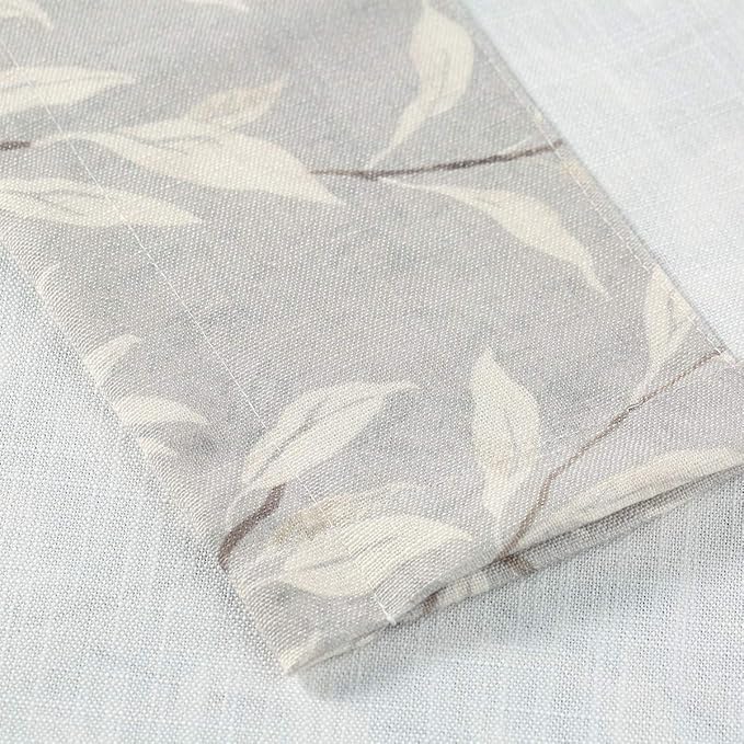 VOGOL Tier Curtains 24 Inch Length Grey Small Window Curtains for Bathroom Laundry Room Basement Rod Pocket Lovely Leaf Print Window Drapes, 30 x 24, 2 Panels