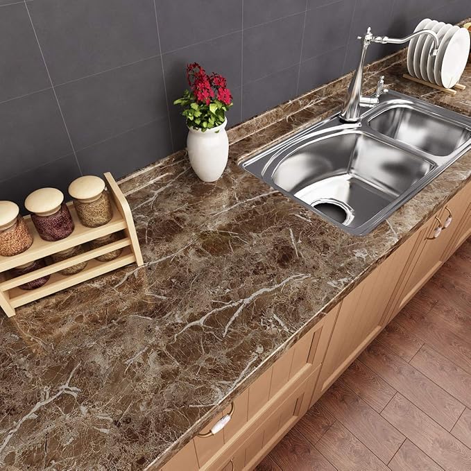 Livelynine Peel and Stick Countertops 15.8x197 Marble Wallpaper for Bathroom Self Adhesive Counter top Covers Renter Friendly Countertop Contact Paper Waterproof Kitchen Vinyl Wrap Desk Cover Table