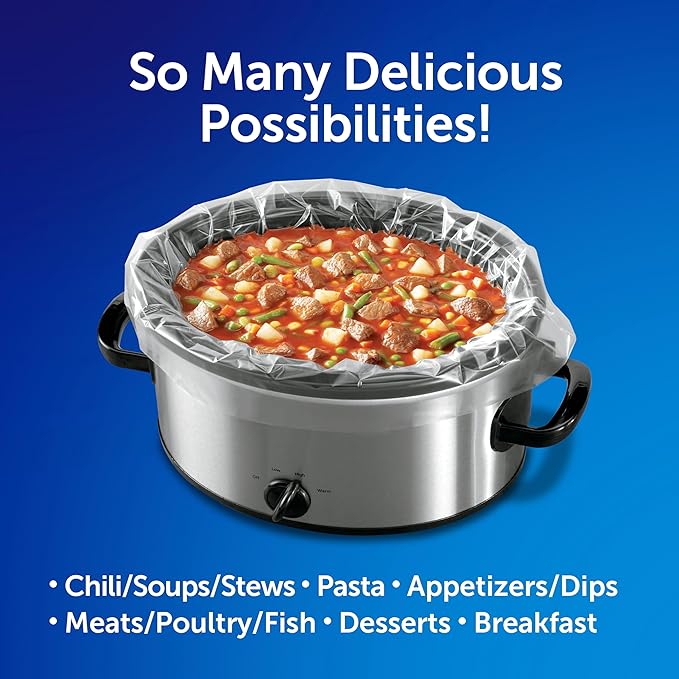 Reynolds Kitchens Slow Cooker Liners, 8 Pack, Fits 3-8 Quart Round and Oval Slow Cookers, BPA-Free Nylon Blend Construction, Heat-Resistant Up to 400F, Prevents Stuck on Food