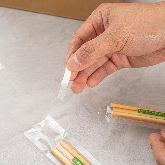 Restaurantware Candy Bags 100 Pcs 8" x 1" Heat-Sealable Clear Plastic Bags Greaseproof Home Compostable Freezer-Ready No-Flap Treat Carriers for Candies, Cookies, Bakery, Party Favours