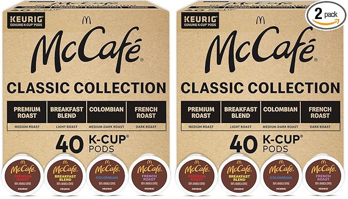 McCafe Classic Collection,-Serve Coffee K-Cup Pods,Classic Collection Variety Pack,40 Count (Pack of 2)