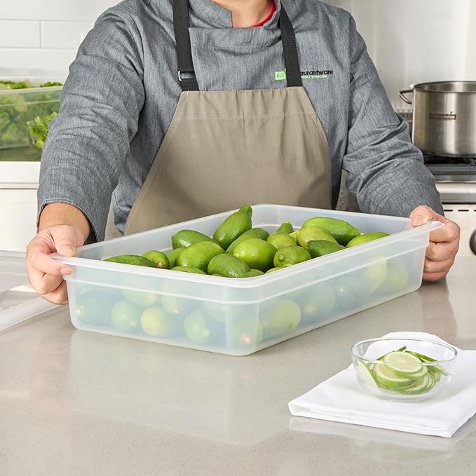 Restaurantware Food Storage Container 10 Pack of 20.7 x 12.6 x 3.9 Inches Plastic Stackable Storage Box White Reusable Label Container Dishwasher Safe For Restaurants And Kitchens