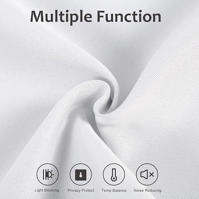 WdFour Blackout Door Curtains 25W x 70L - Privacy Tied-Up Panels for French Doors & Windows, Room Darkening Sidelight Shades, Easy Install No Drill, Living Room Bedroom, Greyish White,1 Panel.