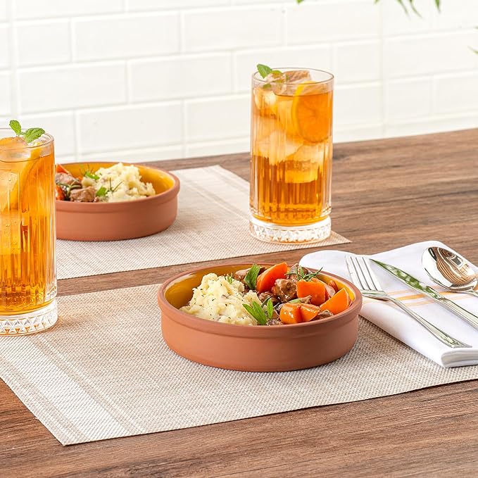 Restaurantware Terracotta Cazuela Bowls 2 Pack of 15 oz Durable Rustic Serving Dish Glazed Oven-Safe Bowl Freezer-Safe Tapas Dish Microwave-Safe Dishwasher-Safe