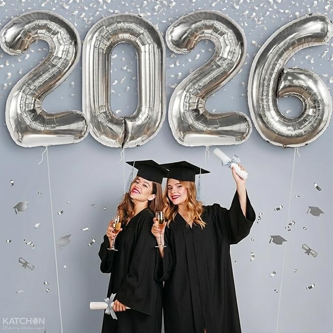 Silver Graduation Decorations 2026 | Giant, 42 Inch, Foil 2026 Graduation Balloons Class of 2026 Decorations | 2026 Balloons Number, Graduation Party Decorations | Prom Decorations 2026, Katchon